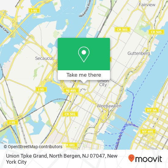 Mapa de Union Tpke Grand, North Bergen, NJ 07047