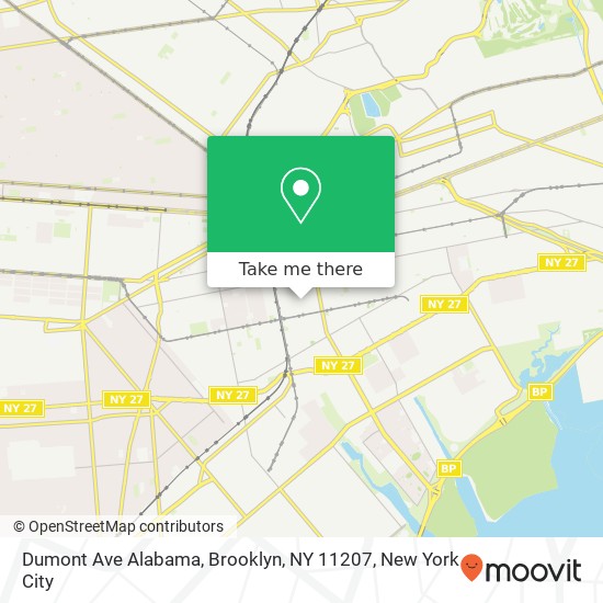 Mapa de Dumont Ave Alabama, Brooklyn, NY 11207