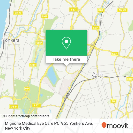 Mignone Medical Eye Care PC, 955 Yonkers Ave map