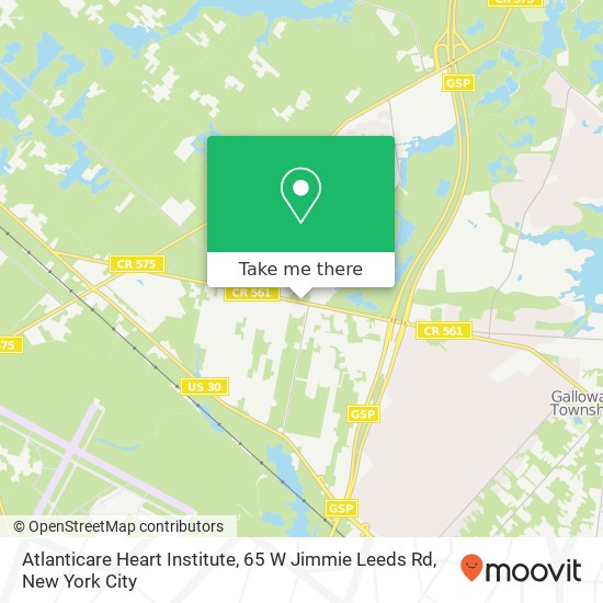 Mapa de Atlanticare Heart Institute, 65 W Jimmie Leeds Rd