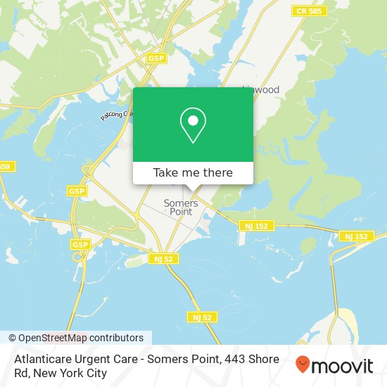 Atlanticare Urgent Care - Somers Point, 443 Shore Rd map