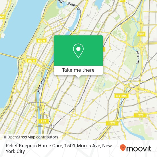 Mapa de Relief Keepers Home Care, 1501 Morris Ave