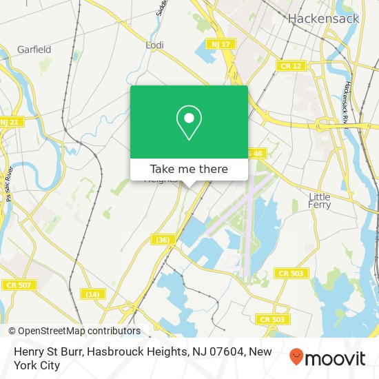 Mapa de Henry St Burr, Hasbrouck Heights, NJ 07604