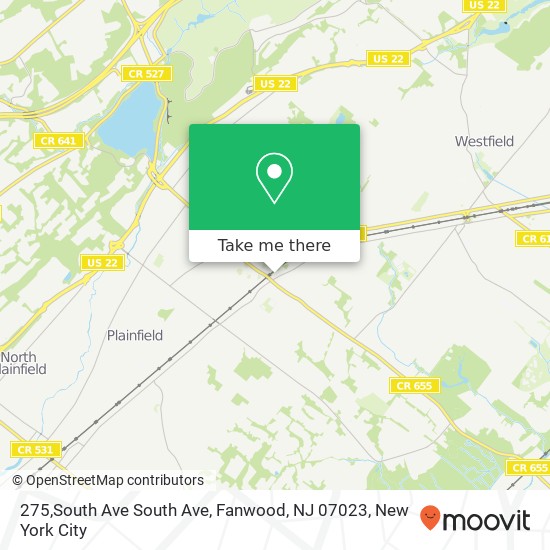 Mapa de 275,South Ave South Ave, Fanwood, NJ 07023