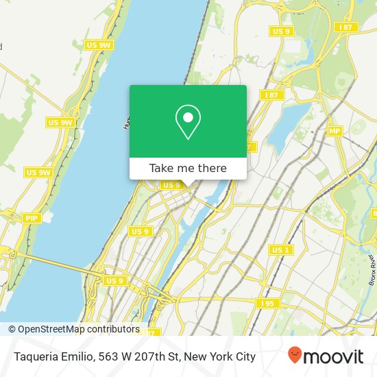 Mapa de Taqueria Emilio, 563 W 207th St