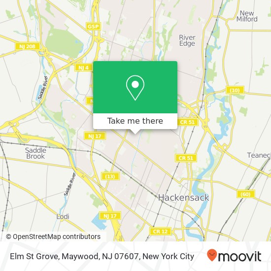 Mapa de Elm St Grove, Maywood, NJ 07607