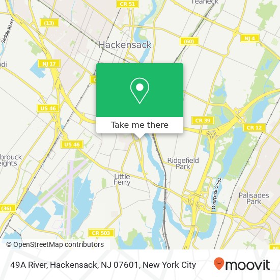 Mapa de 49A River, Hackensack, NJ 07601