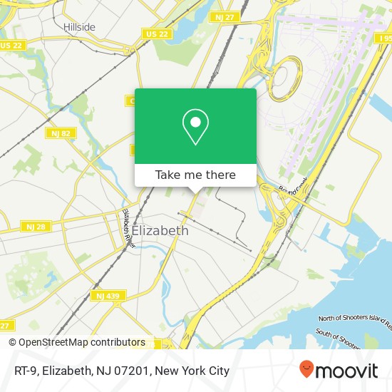 Mapa de RT-9, Elizabeth, NJ 07201
