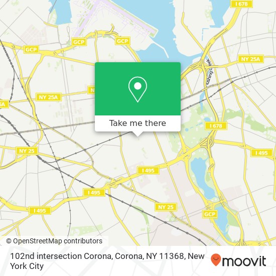 Mapa de 102nd intersection Corona, Corona, NY 11368
