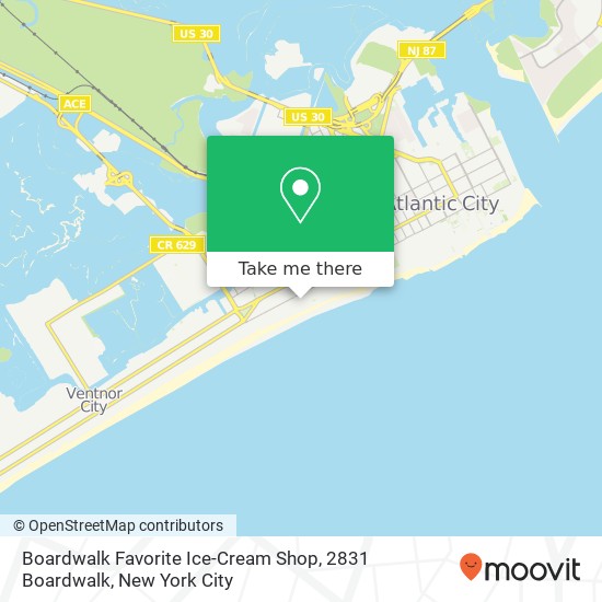 Mapa de Boardwalk Favorite Ice-Cream Shop, 2831 Boardwalk
