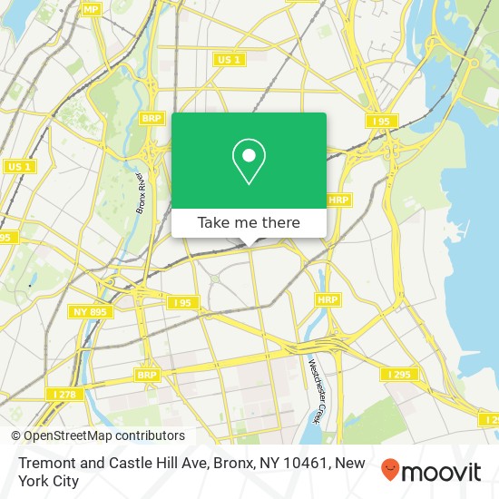 Mapa de Tremont and Castle Hill Ave, Bronx, NY 10461