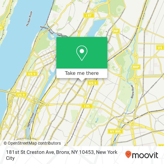 Mapa de 181st St Creston Ave, Bronx, NY 10453