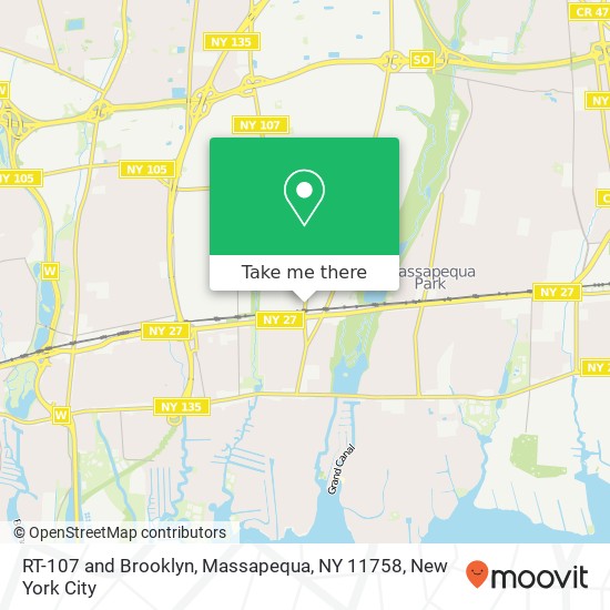 Mapa de RT-107 and Brooklyn, Massapequa, NY 11758