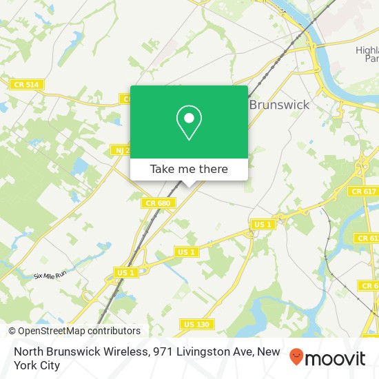 Mapa de North Brunswick Wireless, 971 Livingston Ave