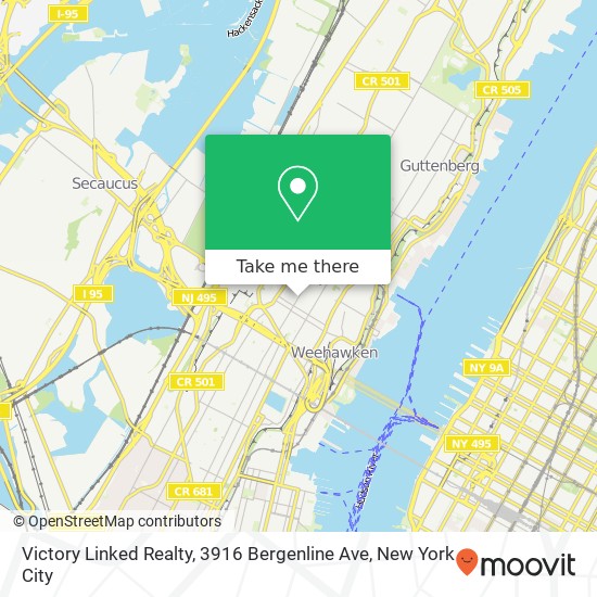 Mapa de Victory Linked Realty, 3916 Bergenline Ave