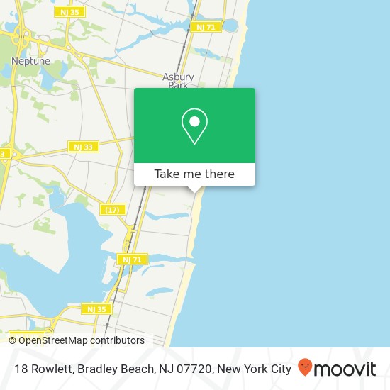 Mapa de 18 Rowlett, Bradley Beach, NJ 07720