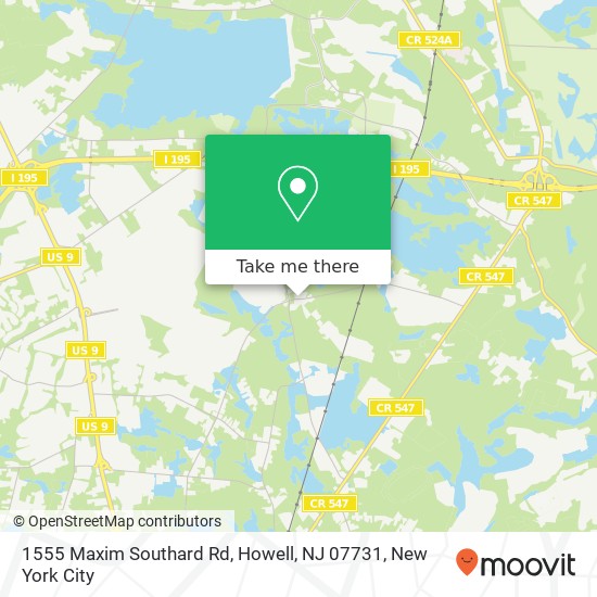 Mapa de 1555 Maxim Southard Rd, Howell, NJ 07731