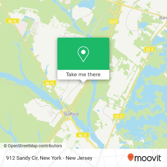 Mapa de 912 Sandy Cir, Manahawkin, NJ 08050