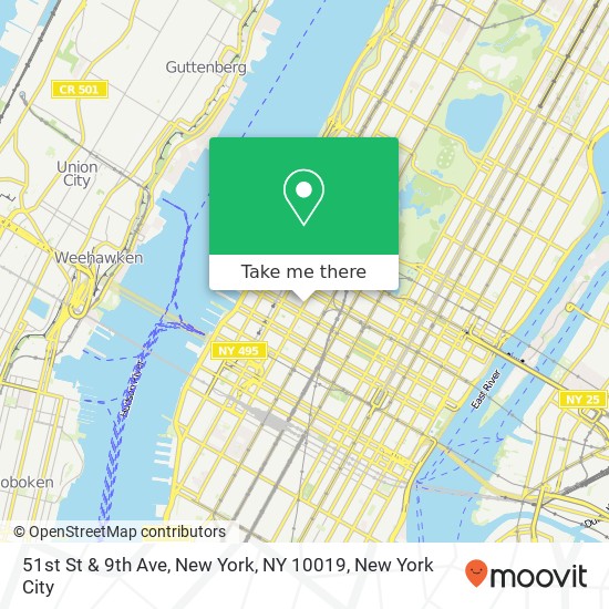 51st St & 9th Ave, New York, NY 10019 map