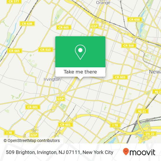 Mapa de 509 Brighton, Irvington, NJ 07111