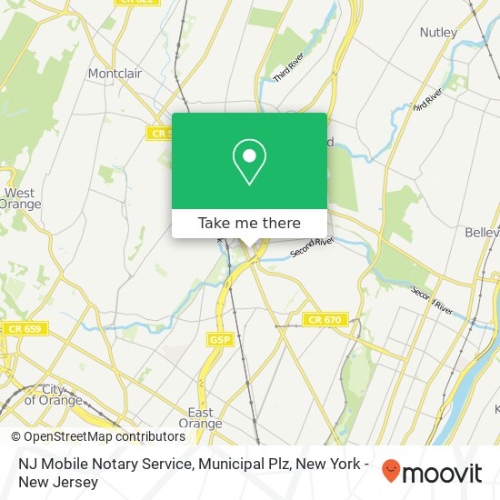 NJ Mobile Notary Service, Municipal Plz map