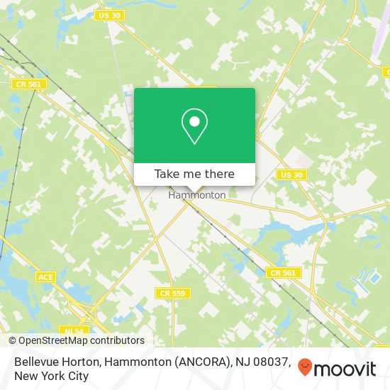 Mapa de Bellevue Horton, Hammonton (ANCORA), NJ 08037