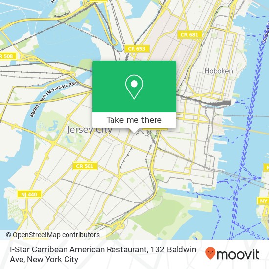 Mapa de I-Star Carribean American Restaurant, 132 Baldwin Ave