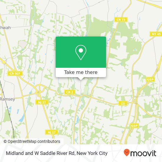 Mapa de Midland and W Saddle River Rd, Upper Saddle River, NJ 07458
