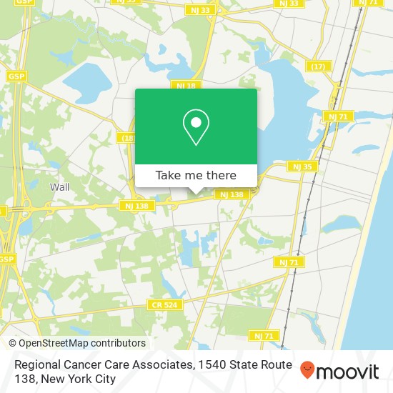 Mapa de Regional Cancer Care Associates, 1540 State Route 138