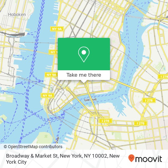 Broadway & Market St, New York, NY 10002 map