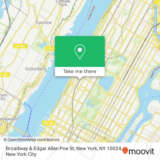Broadway & Edgar Allen Poe St, New York, NY 10024 map