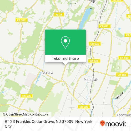 Mapa de RT 23 Franklin, Cedar Grove, NJ 07009