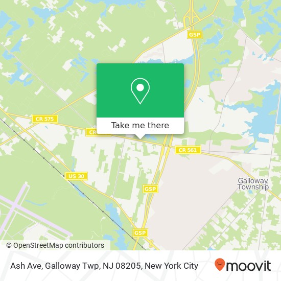 Mapa de Ash Ave, Galloway Twp, NJ 08205