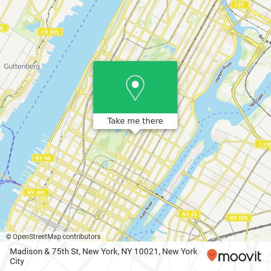 Madison & 75th St, New York, NY 10021 map