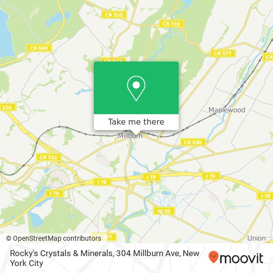 Mapa de Rocky's Crystals & Minerals, 304 Millburn Ave