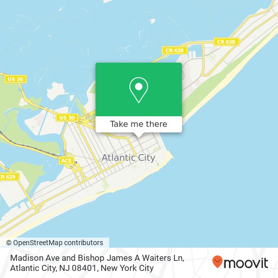 Mapa de Madison Ave and Bishop James A Waiters Ln, Atlantic City, NJ 08401