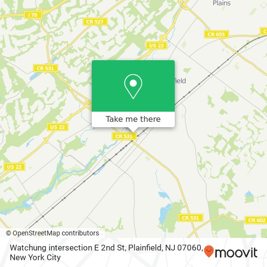 Mapa de Watchung intersection E 2nd St, Plainfield, NJ 07060