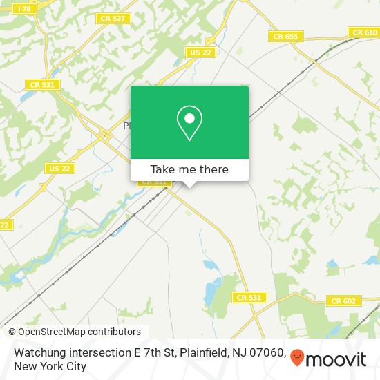 Mapa de Watchung intersection E 7th St, Plainfield, NJ 07060