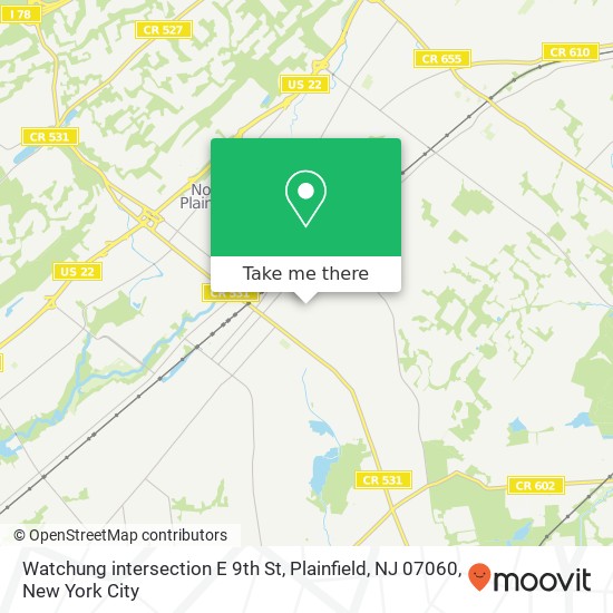 Watchung intersection E 9th St, Plainfield, NJ 07060 map