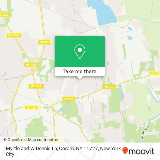 Mapa de Myrtle and W Dennis Ln, Coram, NY 11727