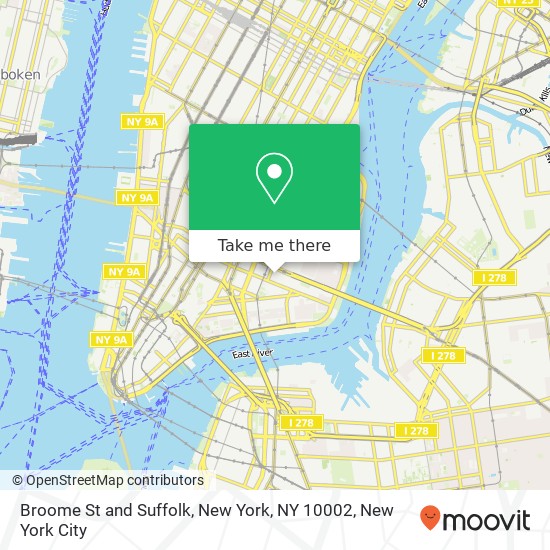 Mapa de Broome St and Suffolk, New York, NY 10002