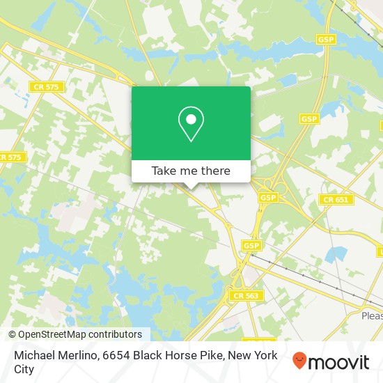 Mapa de Michael Merlino, 6654 Black Horse Pike