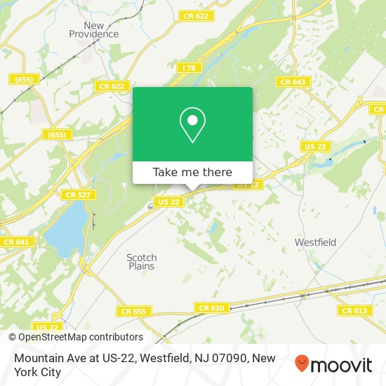 Mapa de Mountain Ave at US-22, Westfield, NJ 07090