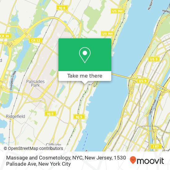 Massage and Cosmetology, NYC, New Jersey, 1530 Palisade Ave map