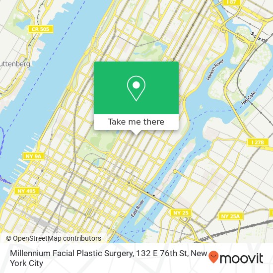 Mapa de Millennium Facial Plastic Surgery, 132 E 76th St