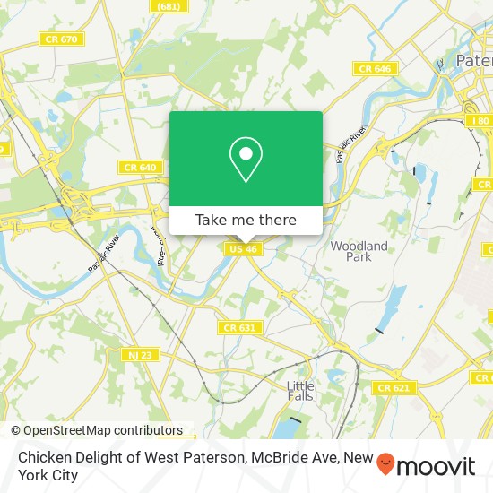 Chicken Delight of West Paterson, McBride Ave map