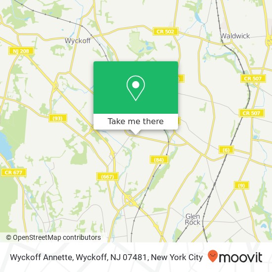 Mapa de Wyckoff Annette, Wyckoff, NJ 07481