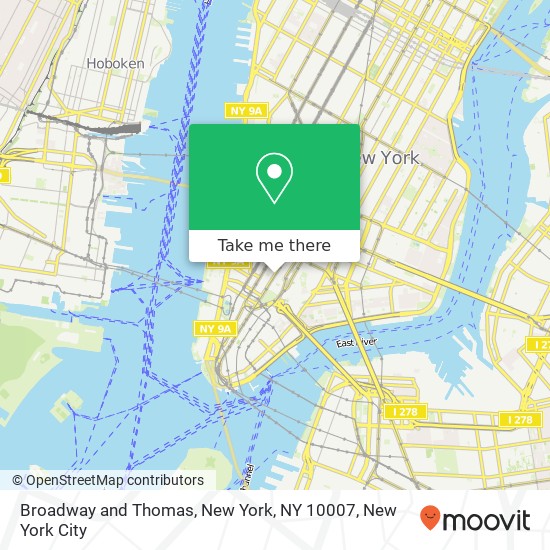 Broadway and Thomas, New York, NY 10007 map