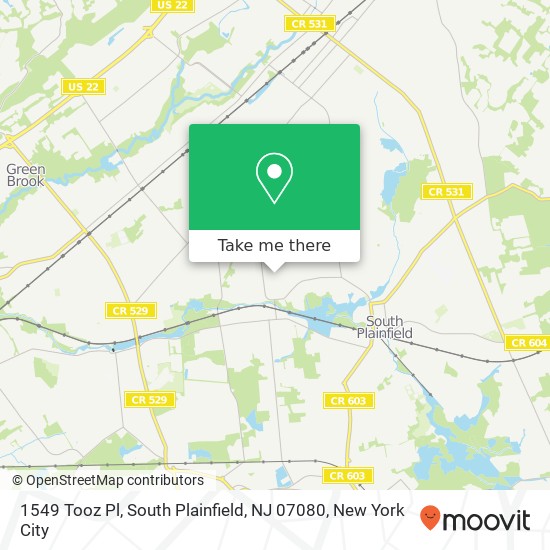 Mapa de 1549 Tooz Pl, South Plainfield, NJ 07080