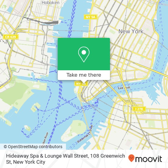 Hideaway Spa & Lounge Wall Street, 108 Greenwich St map